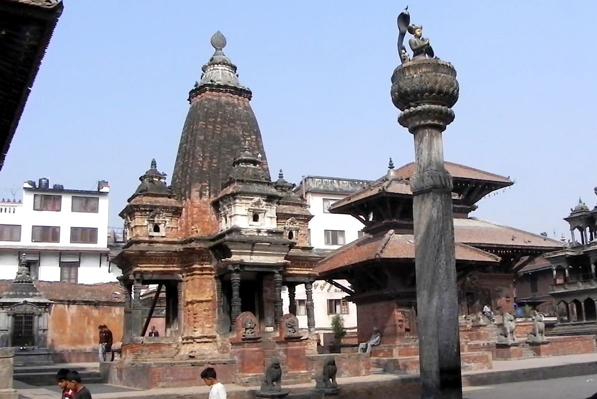 Kathmandu Patan Durbar Square 08 Vishnu Temple, Jagannarayan Temple, King Yoganarendra Malla Column 